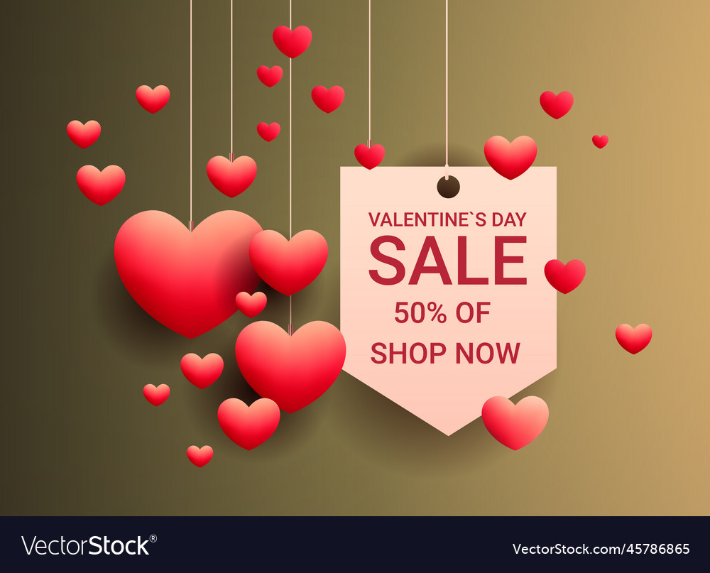 Paper cut hearts happy valentine day shopping