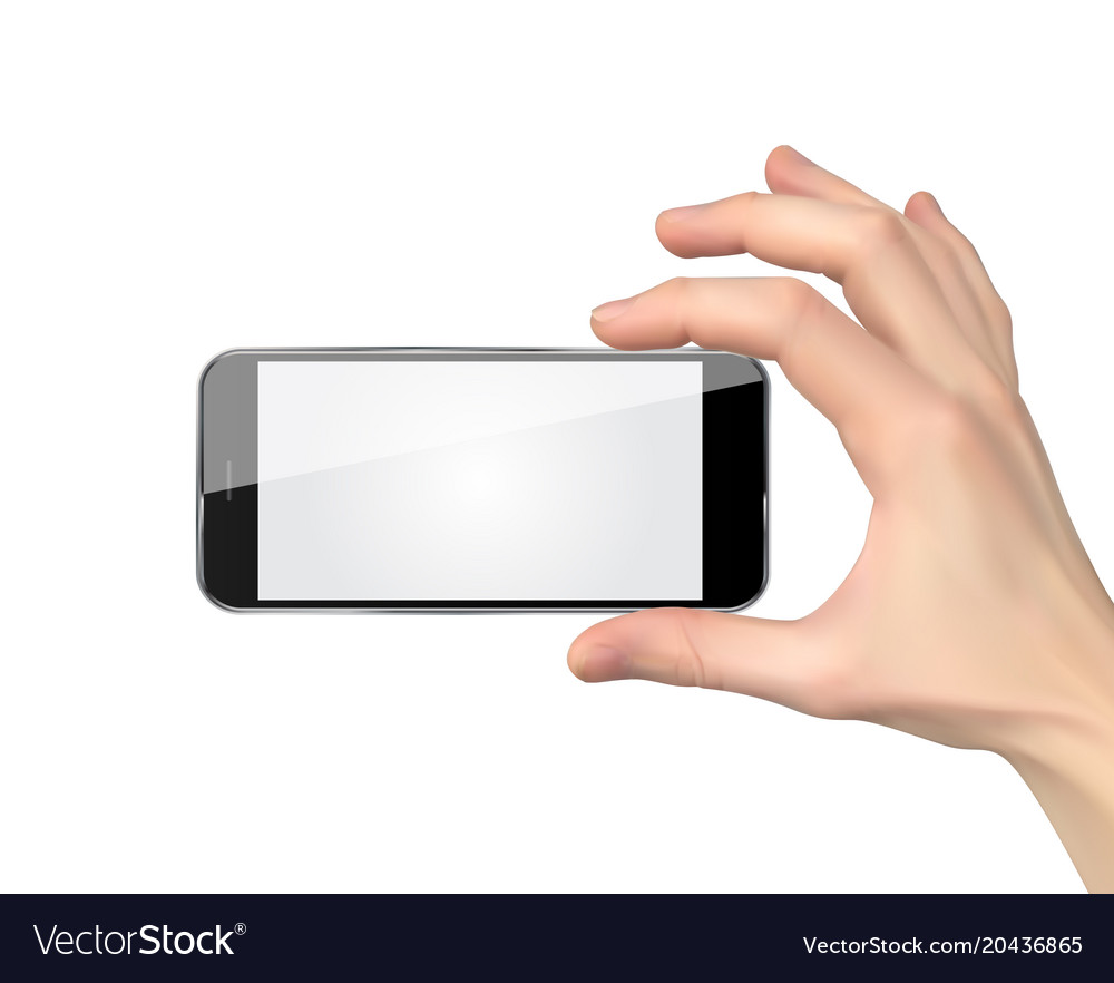 Realistic Hand Holding Mobile Phone Isolated Vector Image