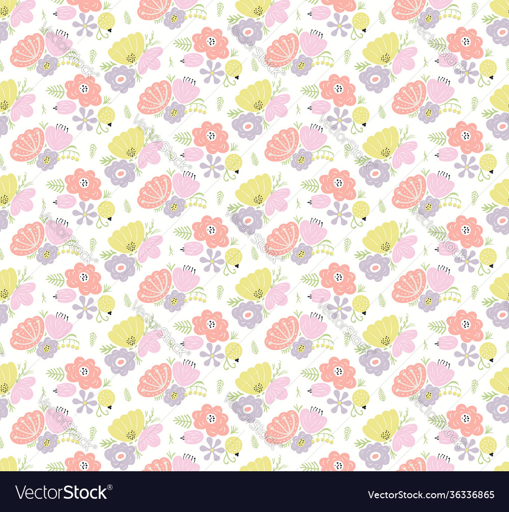 Scandinavian floral seamless pattern