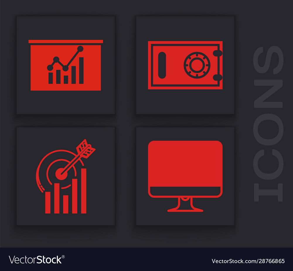 Set computer monitor screen board with graph vector image Set computer monitor screen board with graph