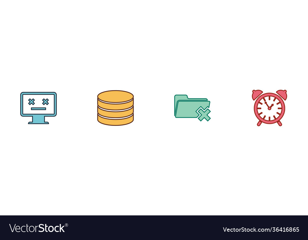 Set dead monitor database delete folder Vector Image Set dead monitor database delete folder