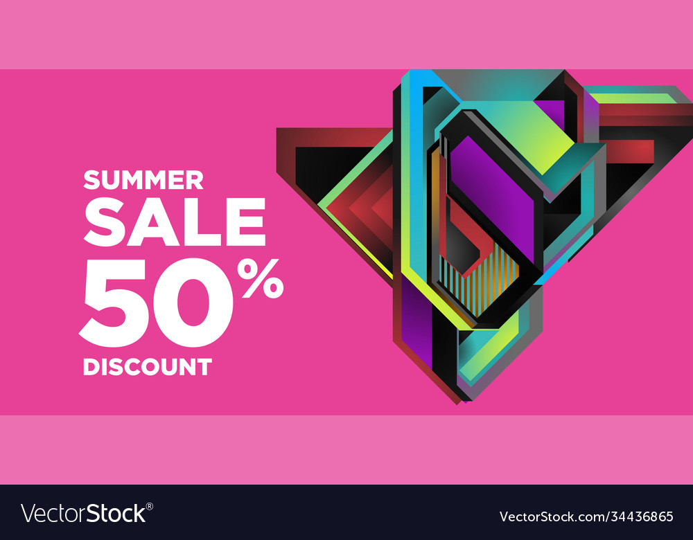 Summer sale 50 discount with geometric colorful