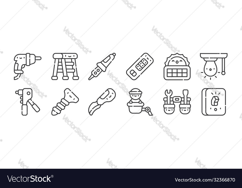 12 set linear electrician tools and elements