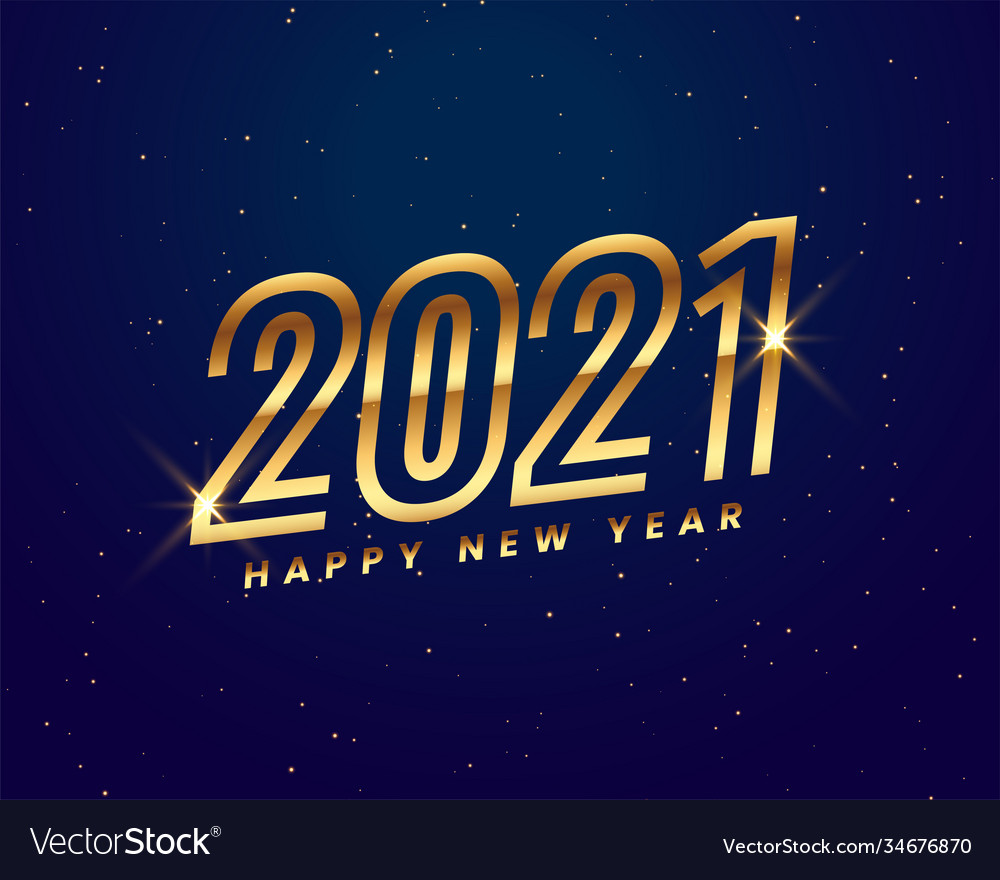 2021 happy new year golden shiny greeting Vector Image