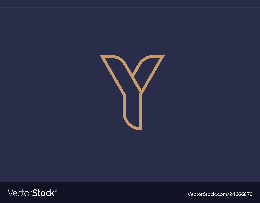 Brown blue line alphabet letter y logo company