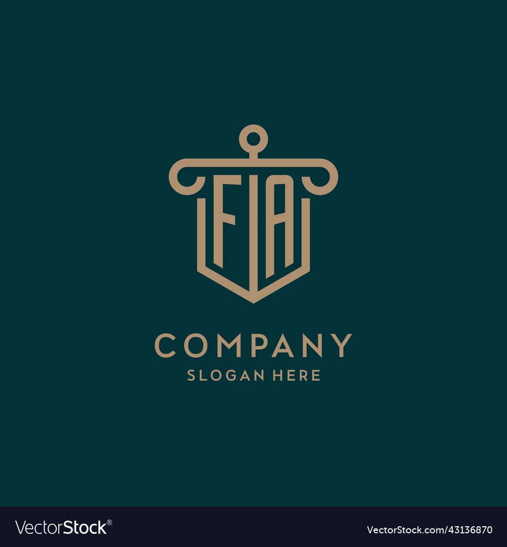 Fa monogram initial logo design with shield