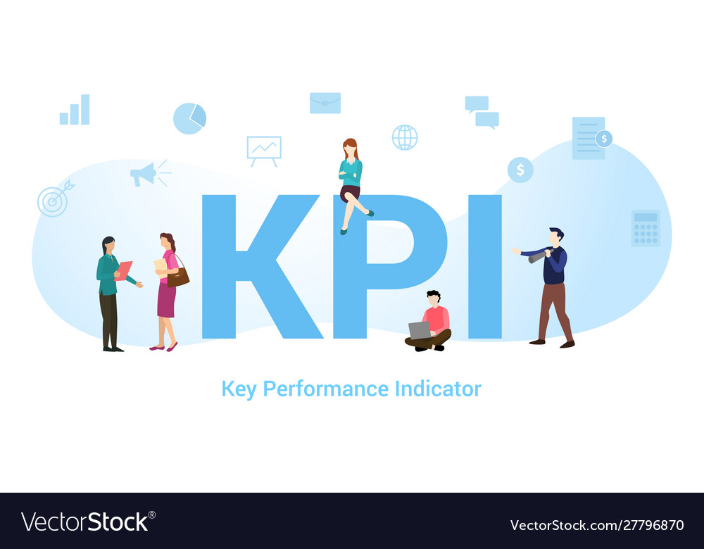 Kpi key performance indicator concept with big Vector Image