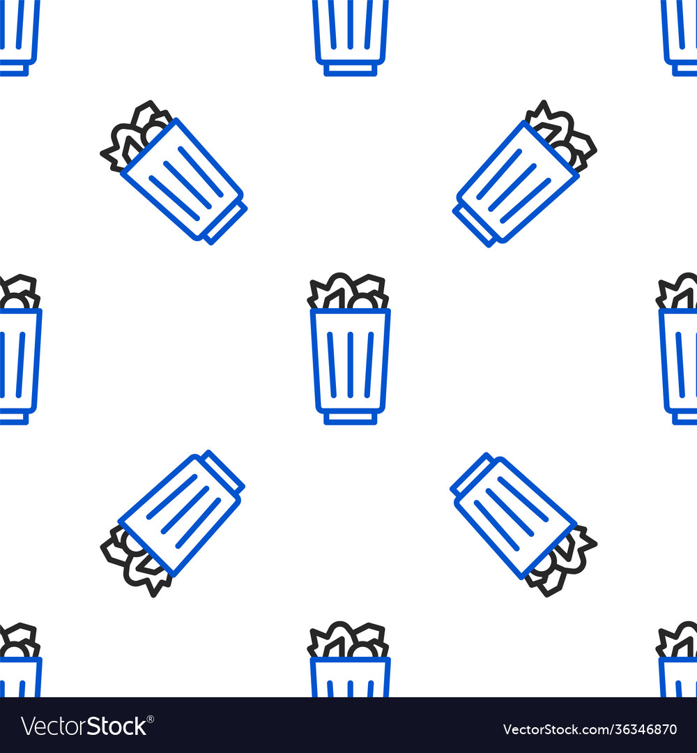 Line full trash can icon isolated seamless pattern