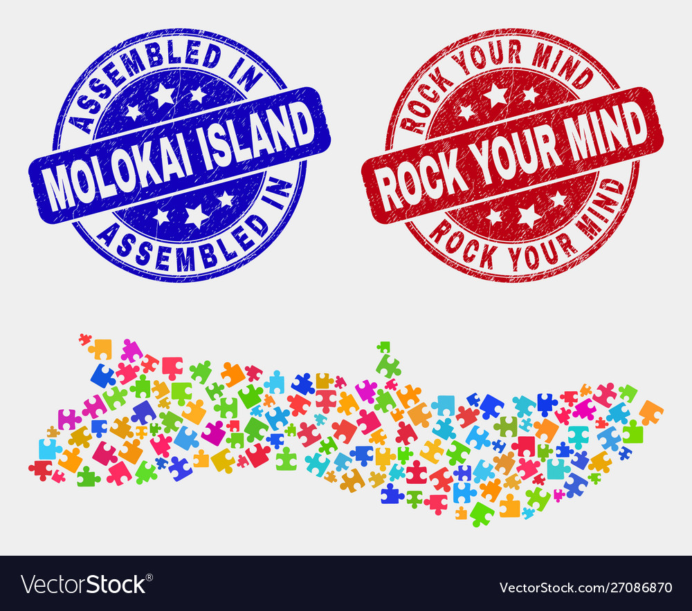 Module molokai island map and grunge assembled