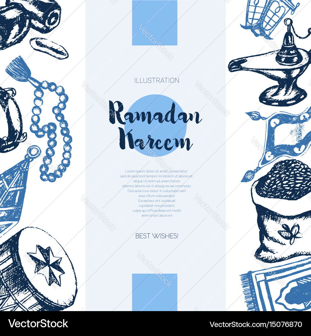 Muslim Symbols Hand Drawn Banner Royalty Free Vector Image