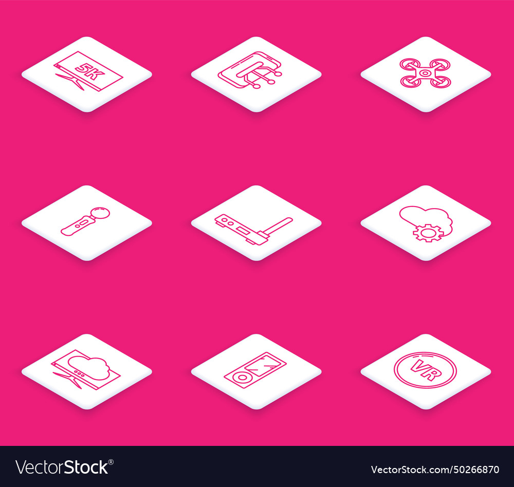 Set line monitor display with 5k video smartphone vector image Set line monitor display with 5k video smartphone