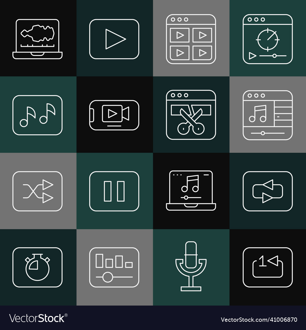 Set line repeat track music player button vector image Set line repeat track music player button