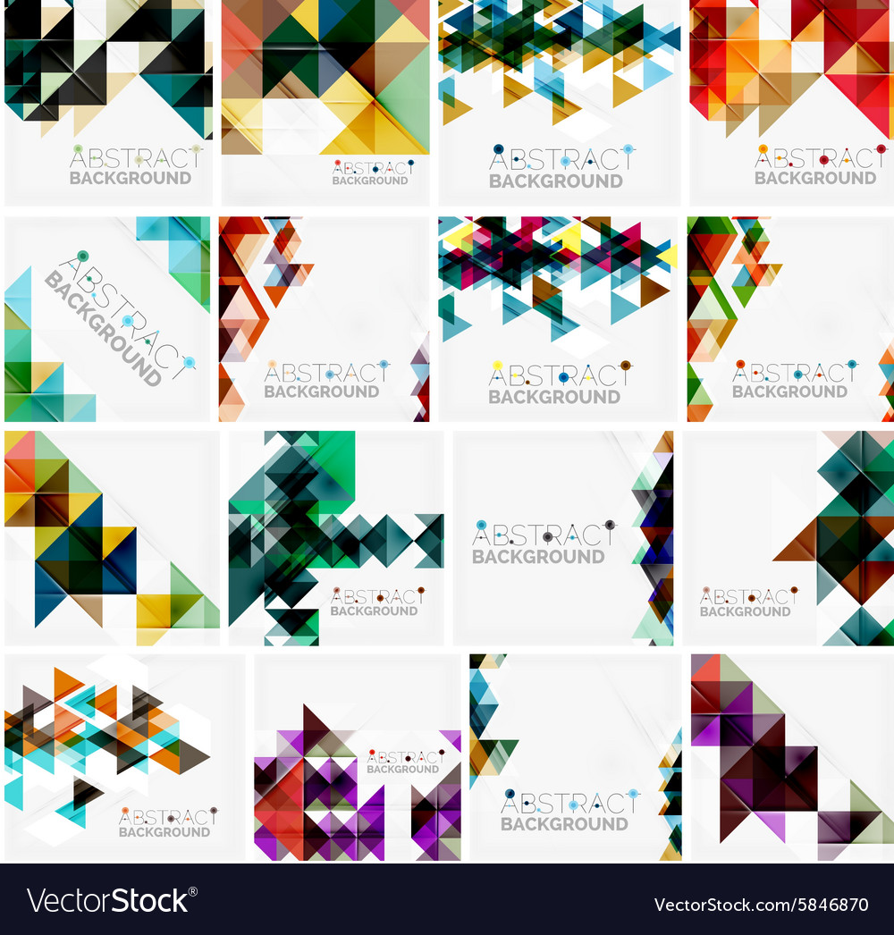Set of triangle geometric abstract backgrounds