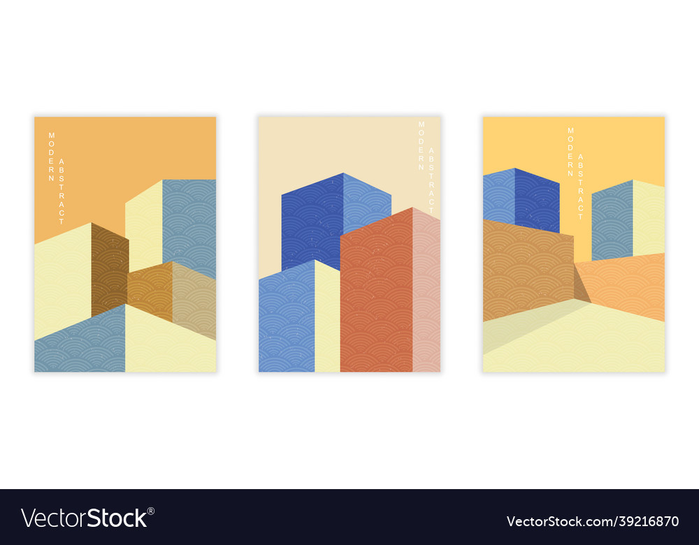 Set with geometric architecture background vector image Set with geometric architecture background