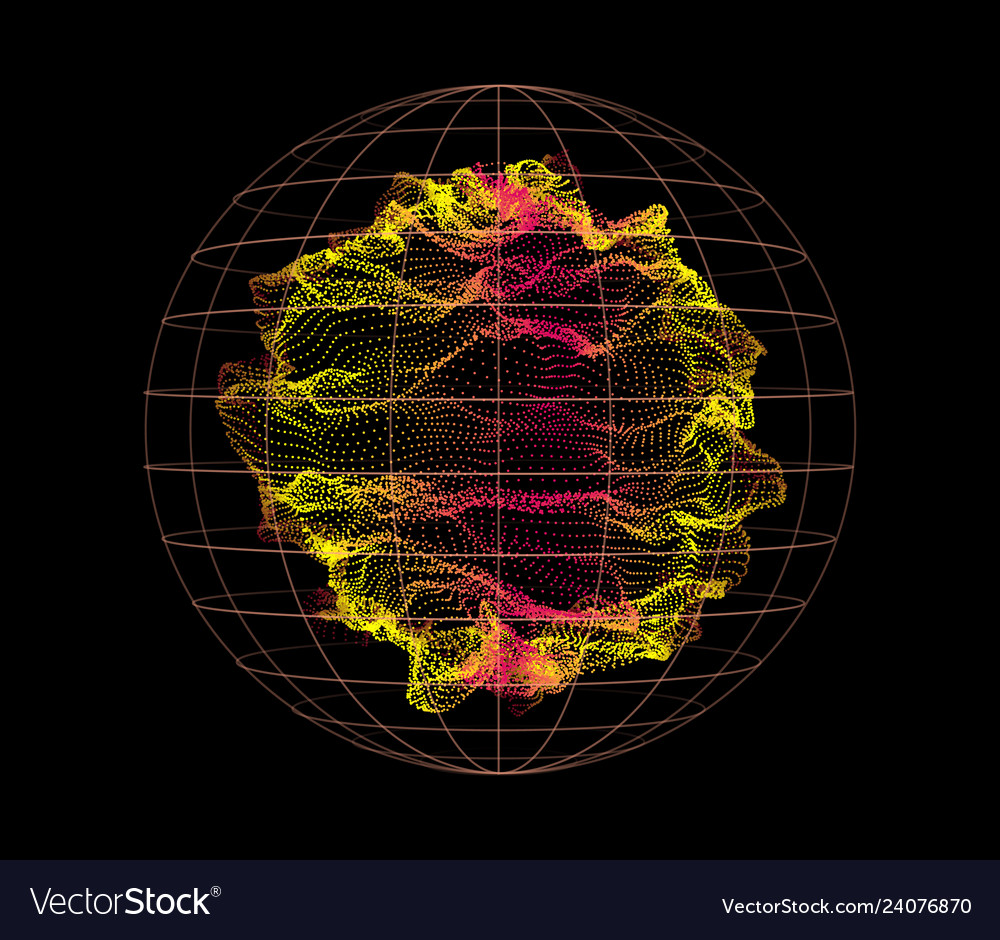 Sphere from particles wave nodes 3d sea flow