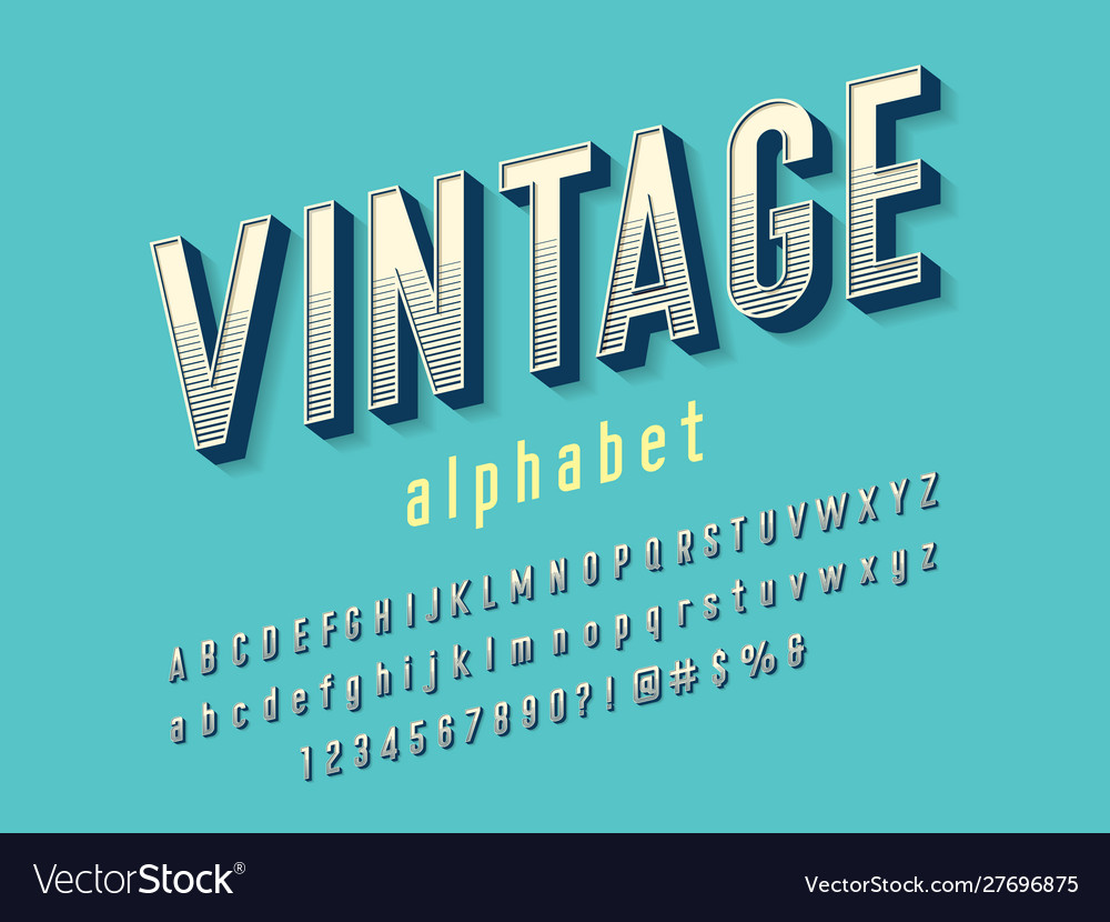 3d retro font Royalty Free Vector Image - VectorStock