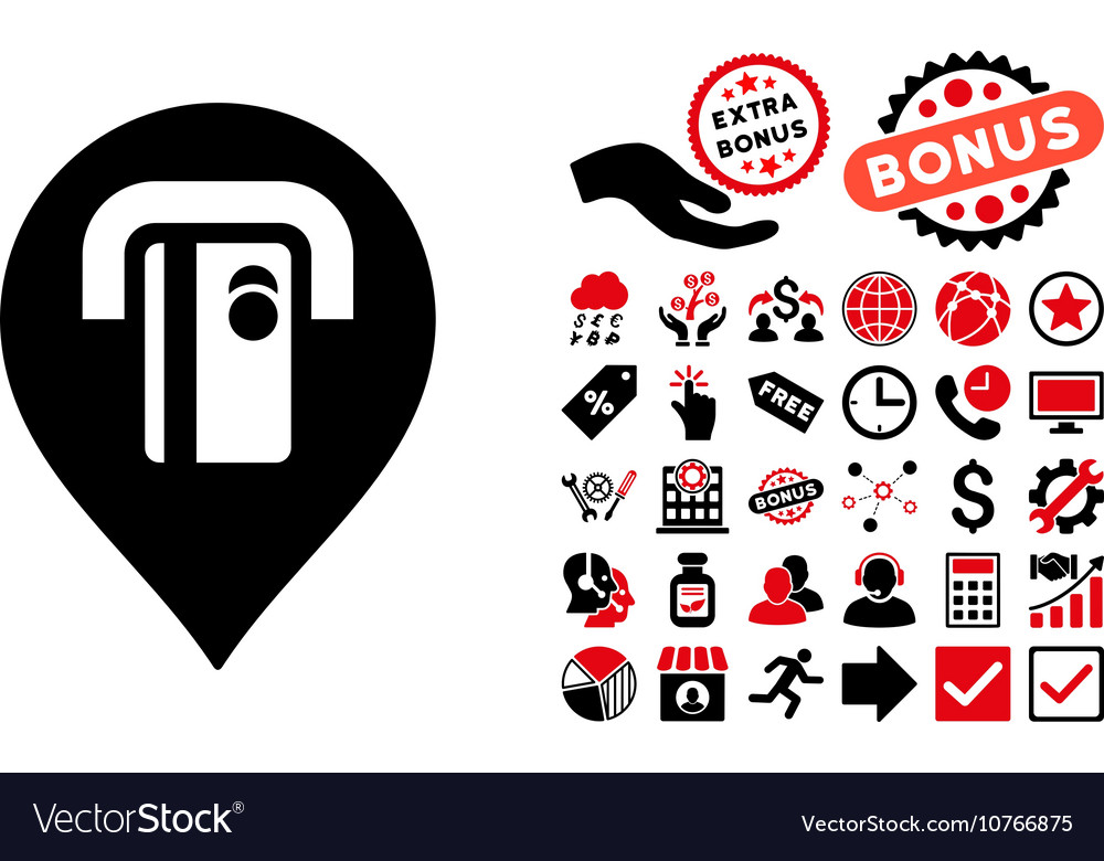 Atm machine pointer flat icon with bonus