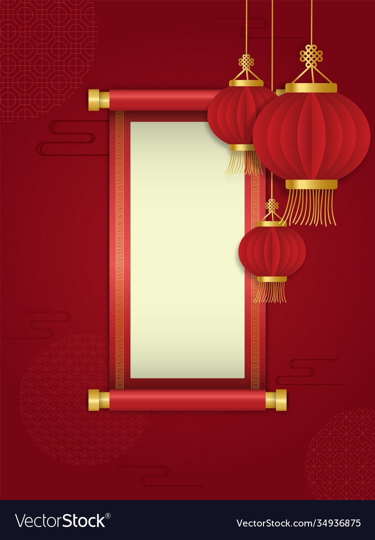 Chinese Red Lanterns & Scrolls