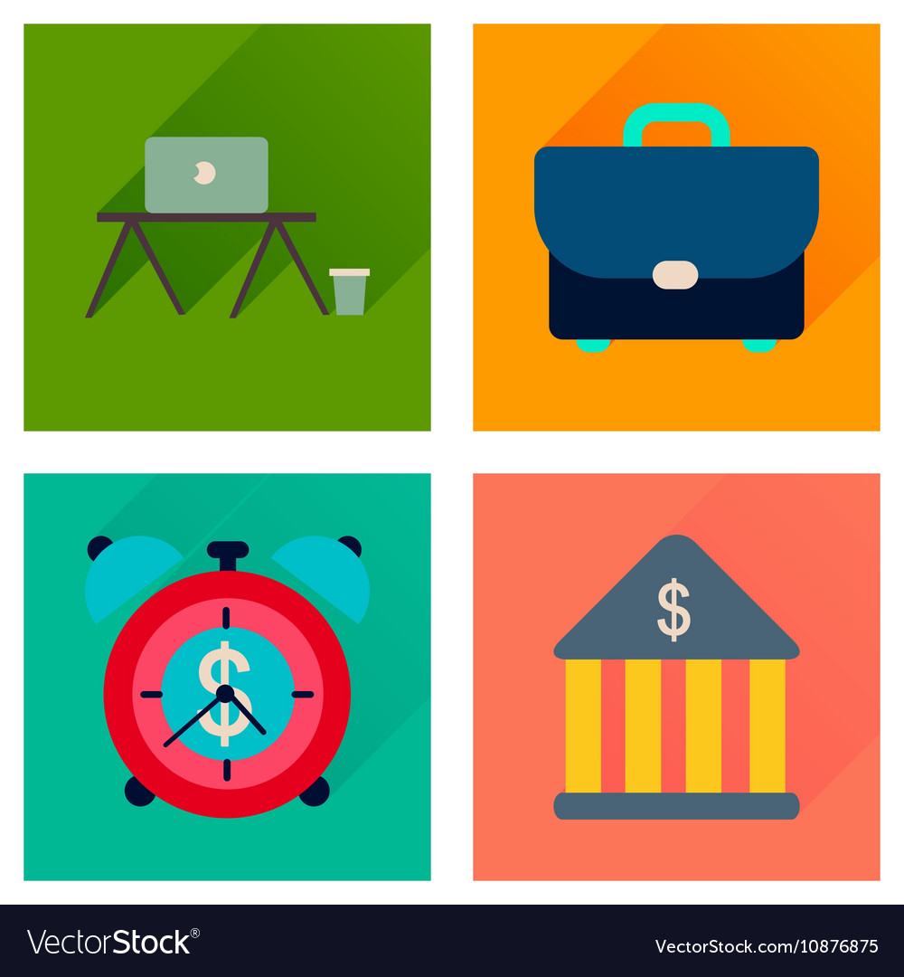 Concept of flat icons with long shadow economics Vector Image