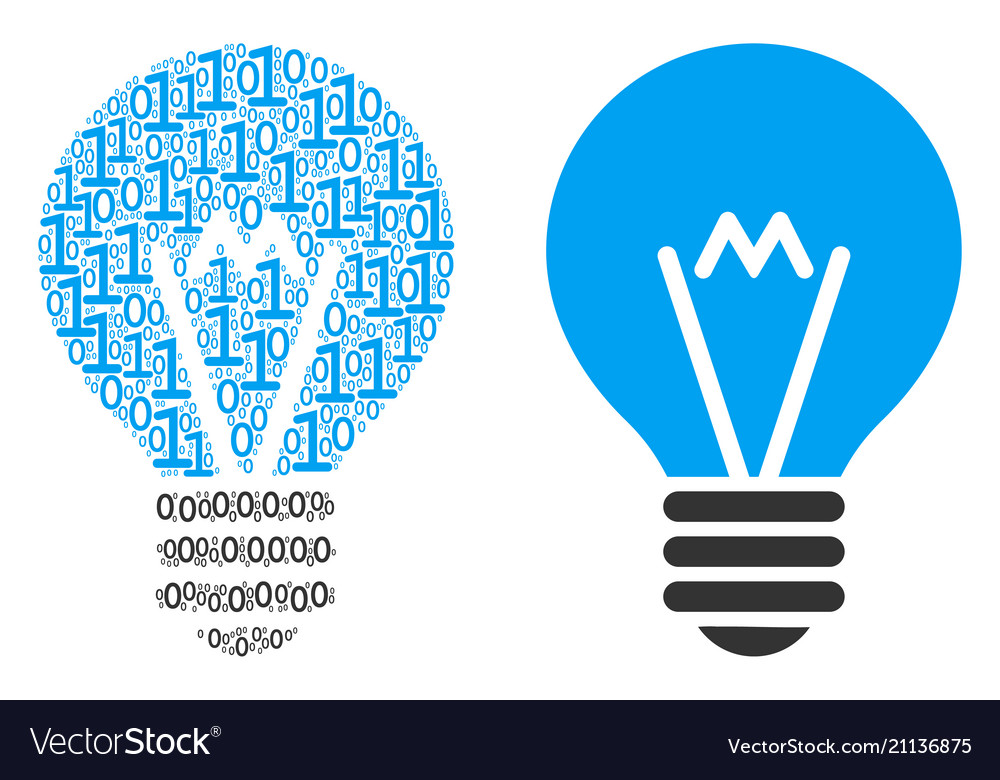 Electric bulb collage of binary digits vector image Electric bulb collage of binary digits