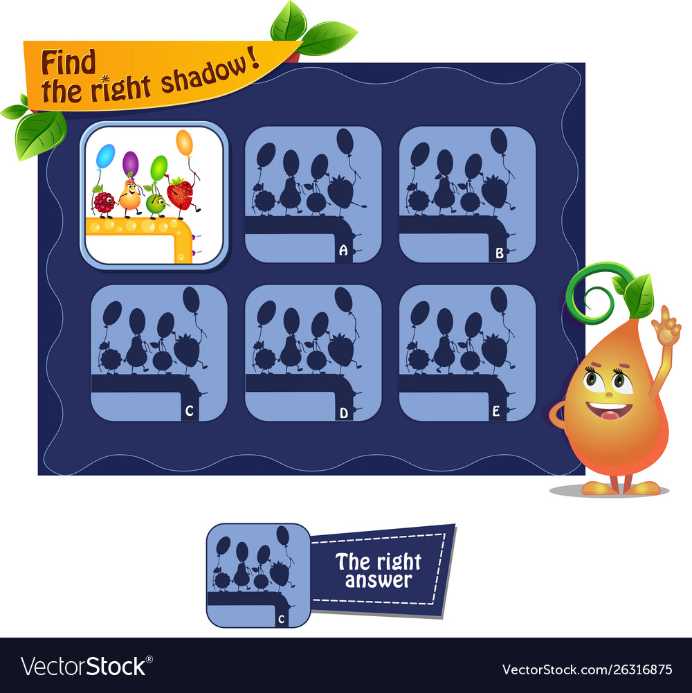 Find Right Shadow Fruit Funny Royalty Free Vector Image