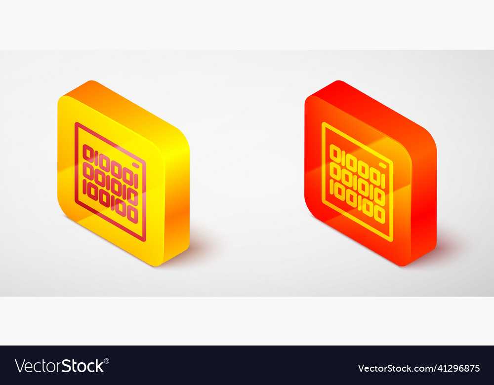 Isometric line binary code icon isolated on grey vector image Isometric line binary code icon isolated on grey