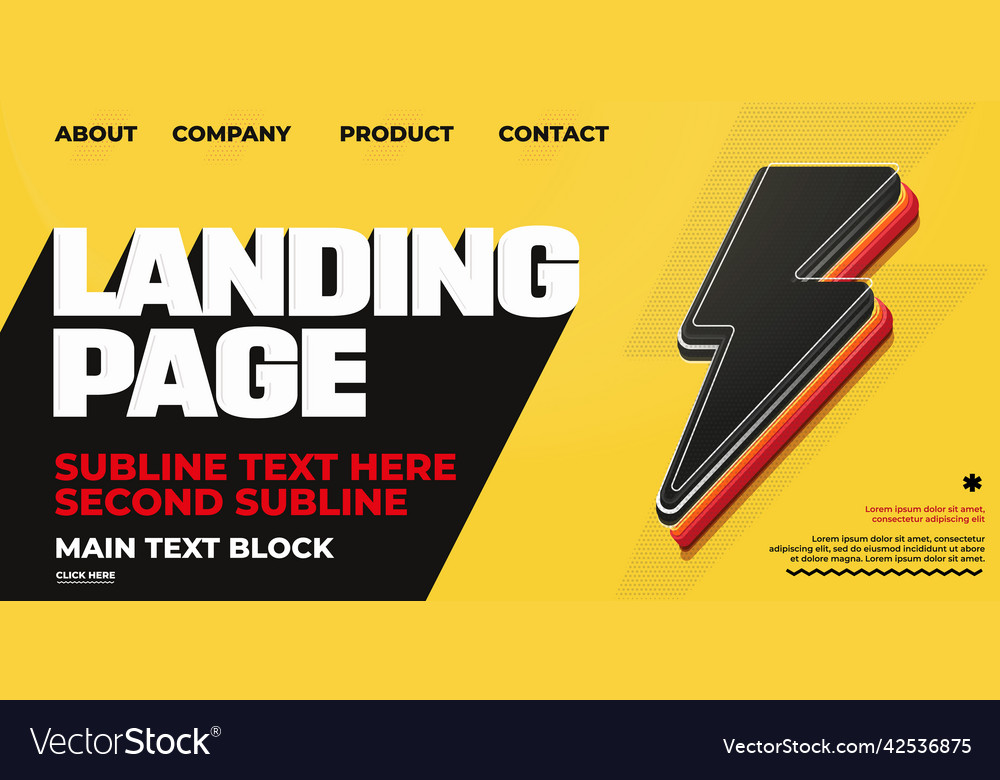 Landing page web design with flashlight