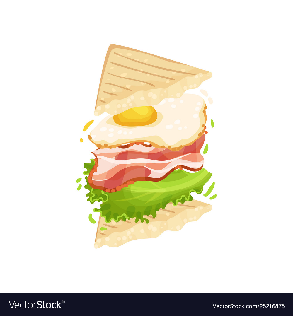 Sandwich on triangular toasts with bacon