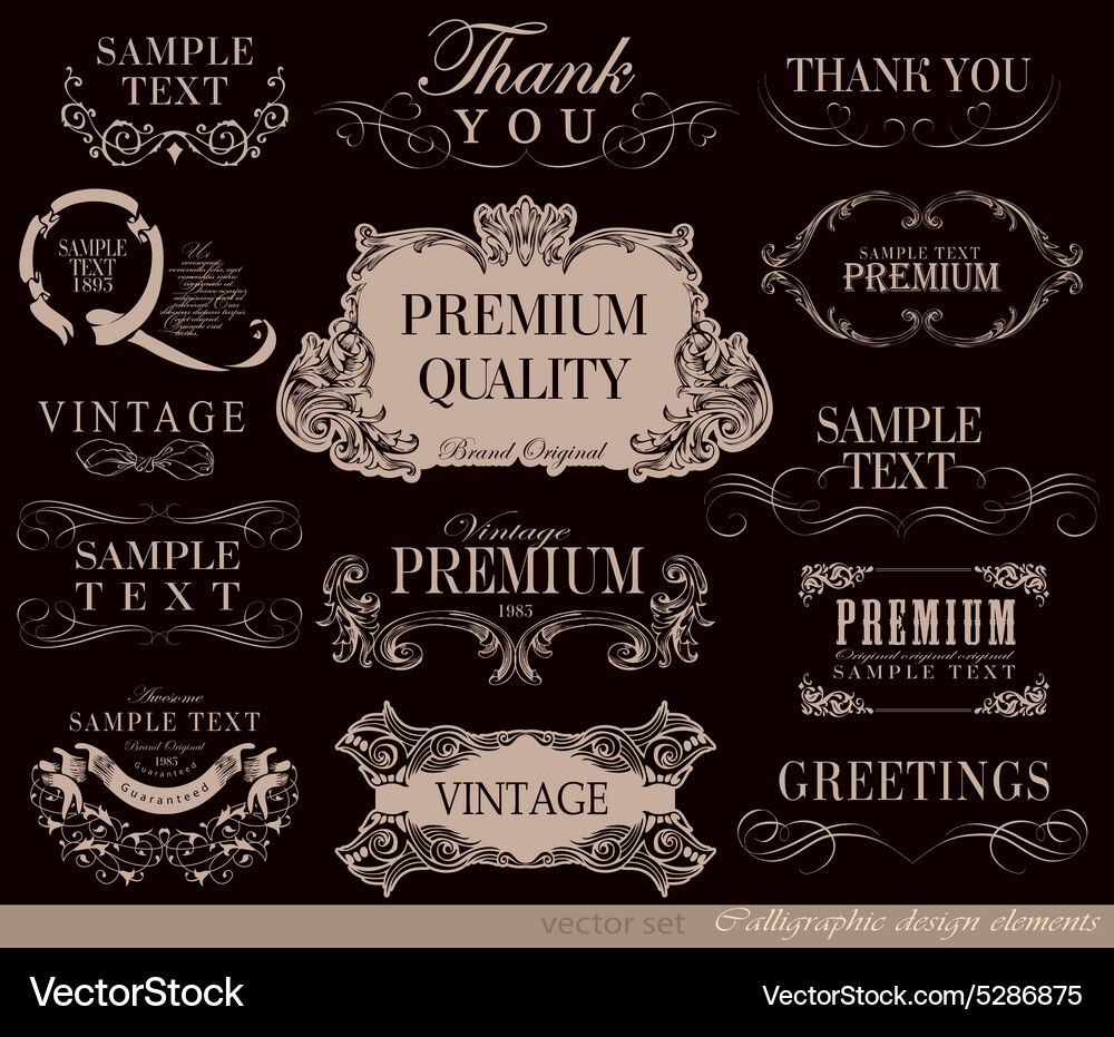 Set calligraphic Royalty Free Vector Image - VectorStock