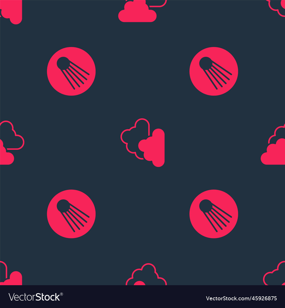 Set comet and cloudy weather on seamless pattern