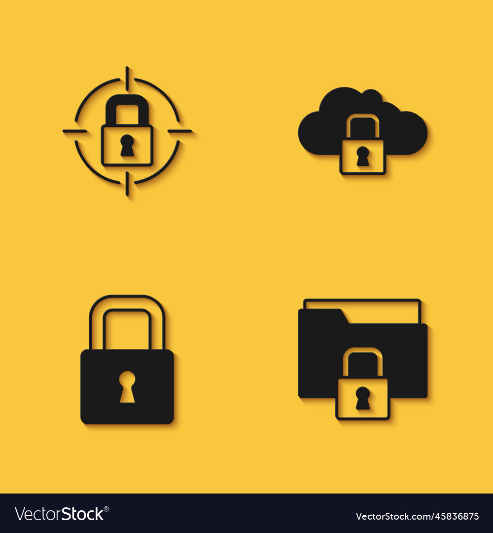 Set lock folder and cloud computing vector image Set lock folder and cloud computing