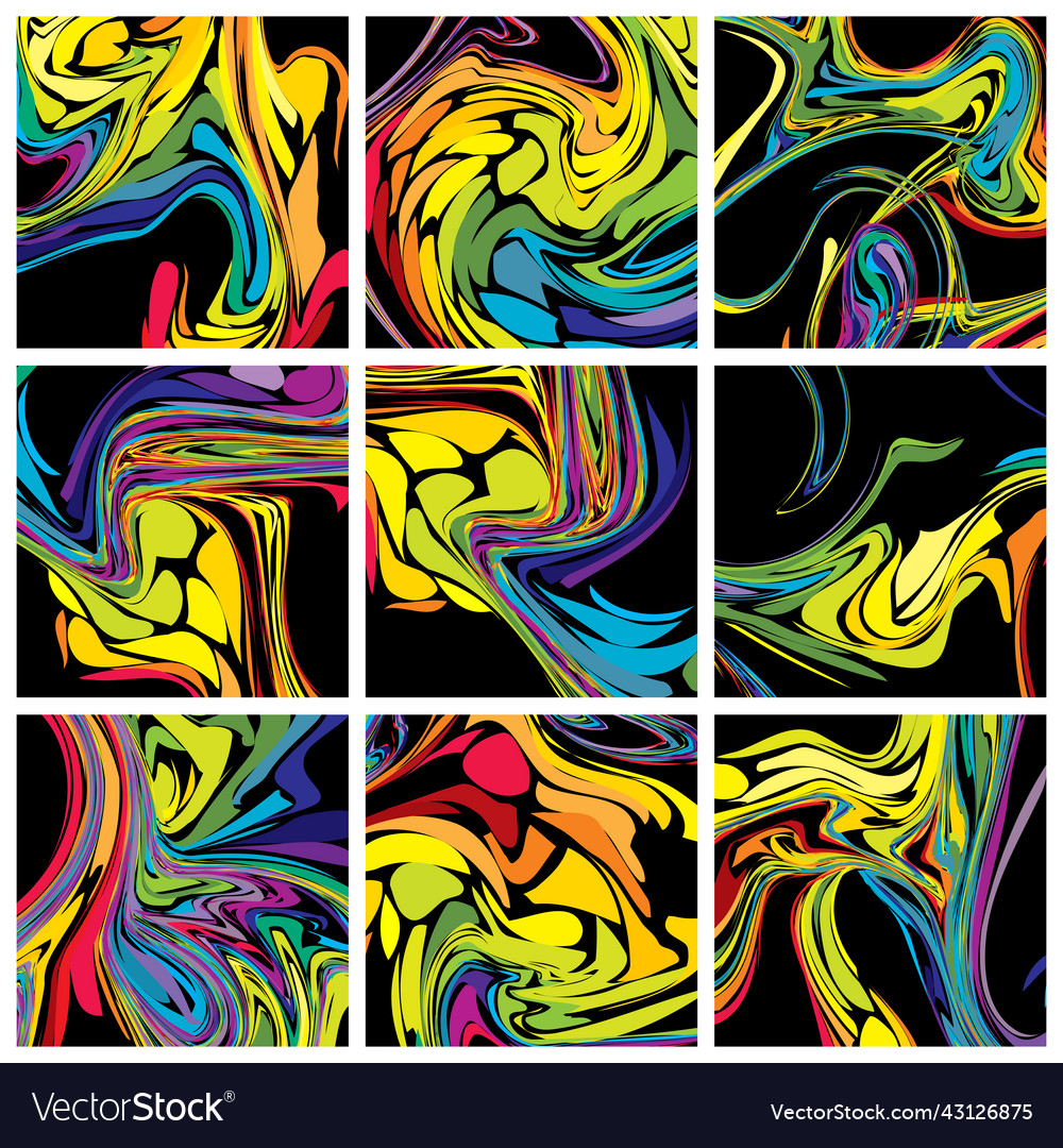 Set of abstract colorful marble texture