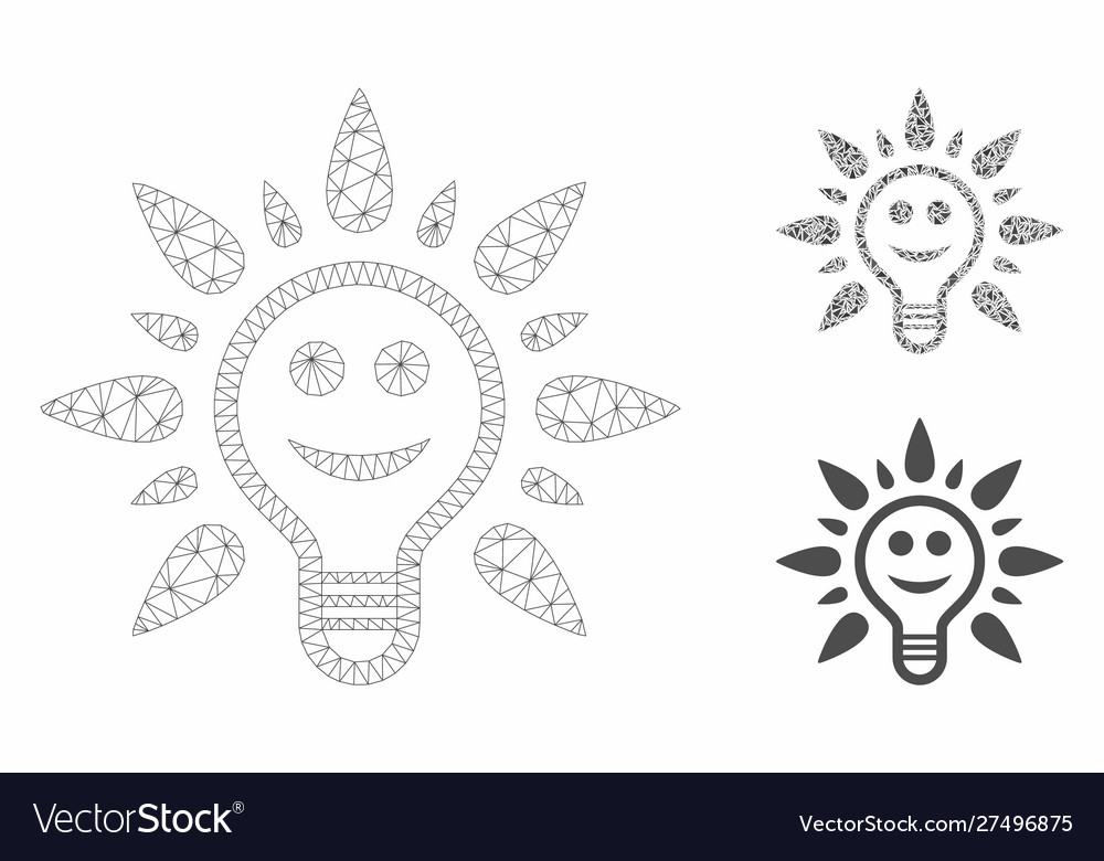 Smile light bulb mesh 2d model and triangle vector image Smile light bulb mesh 2d model and triangle