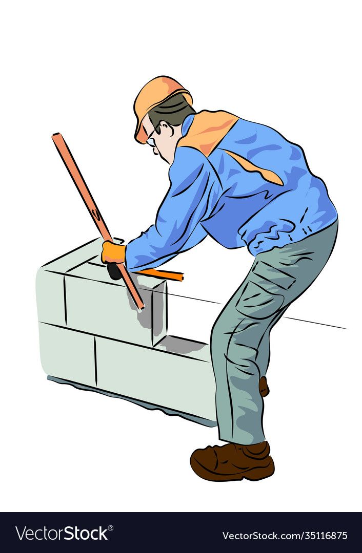 Worker on building site vector image Worker on building site