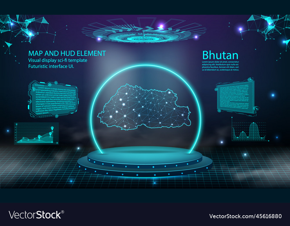 Bhutan map light connecting effect background