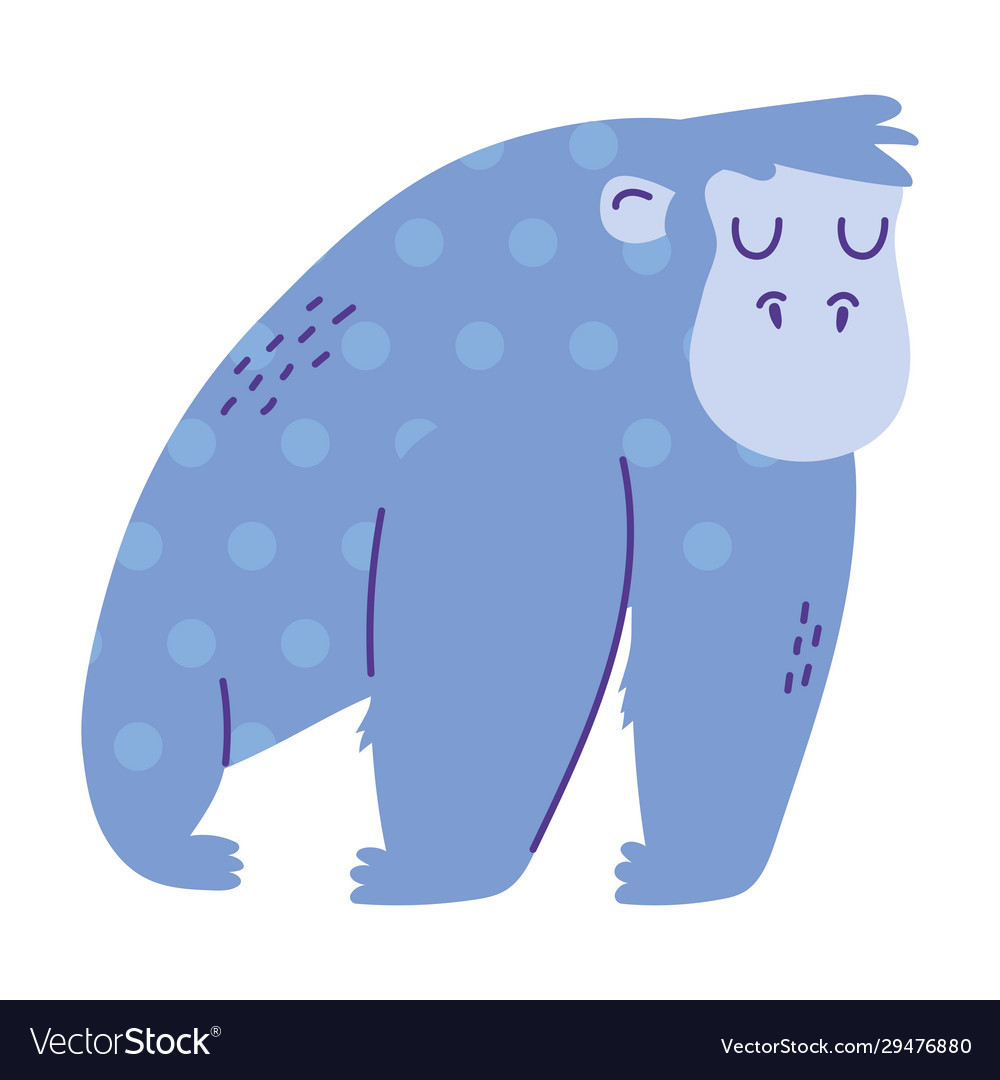 Blue gorilla animal cartoon doodle color Vector Image Blue gorilla animal cartoon doodle color Vector Image