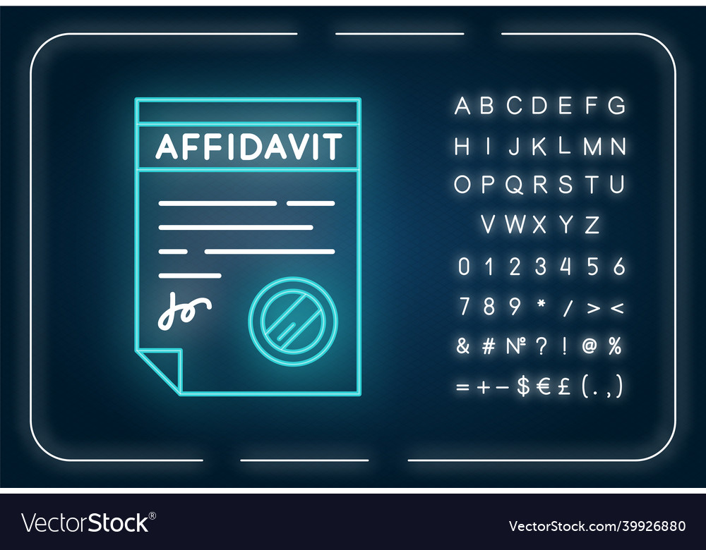 Confirmed affidavit neon light icon document