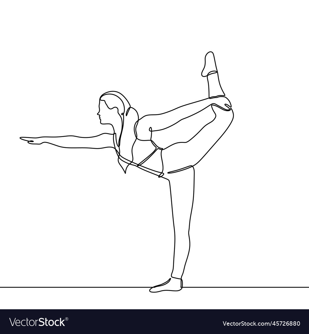 Continuous line drawing of yoga woman doing