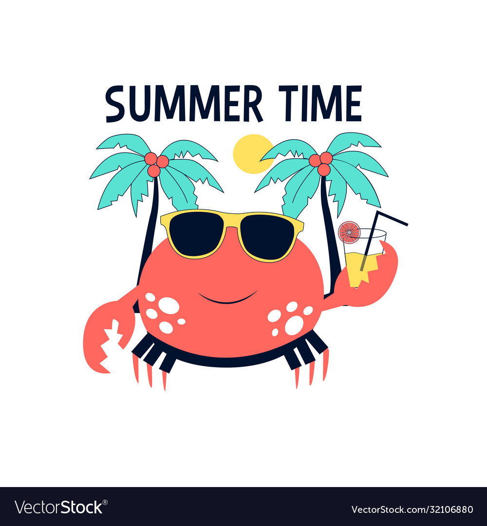Crab print design with slogan Vector Image Crab print design with slogan