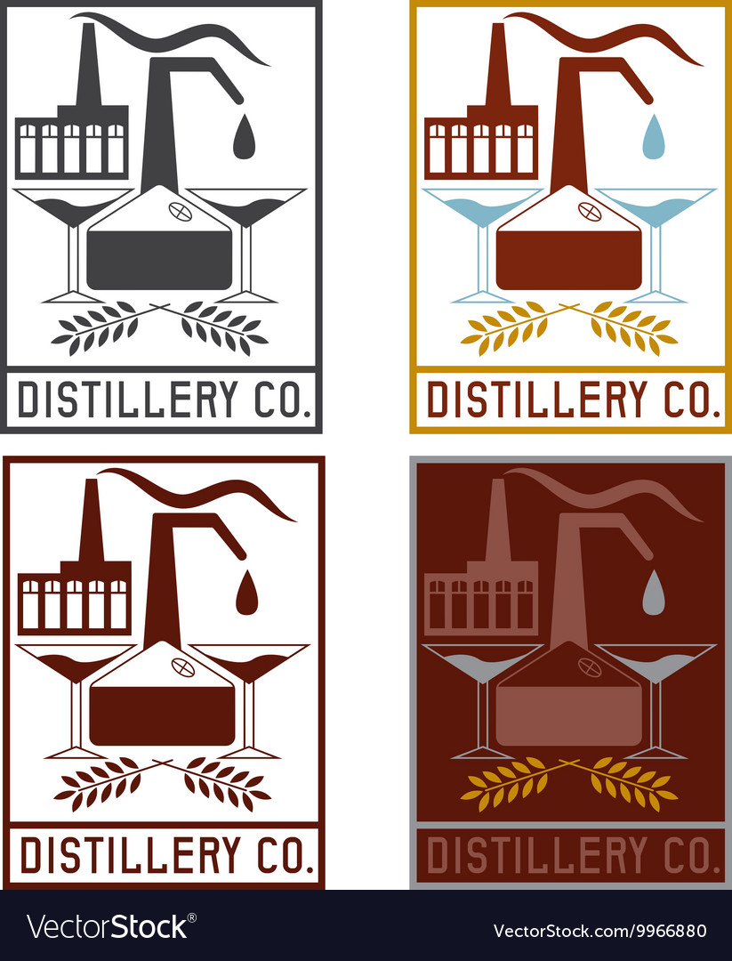 Distillery company with copper whiskey still and Vector Image
