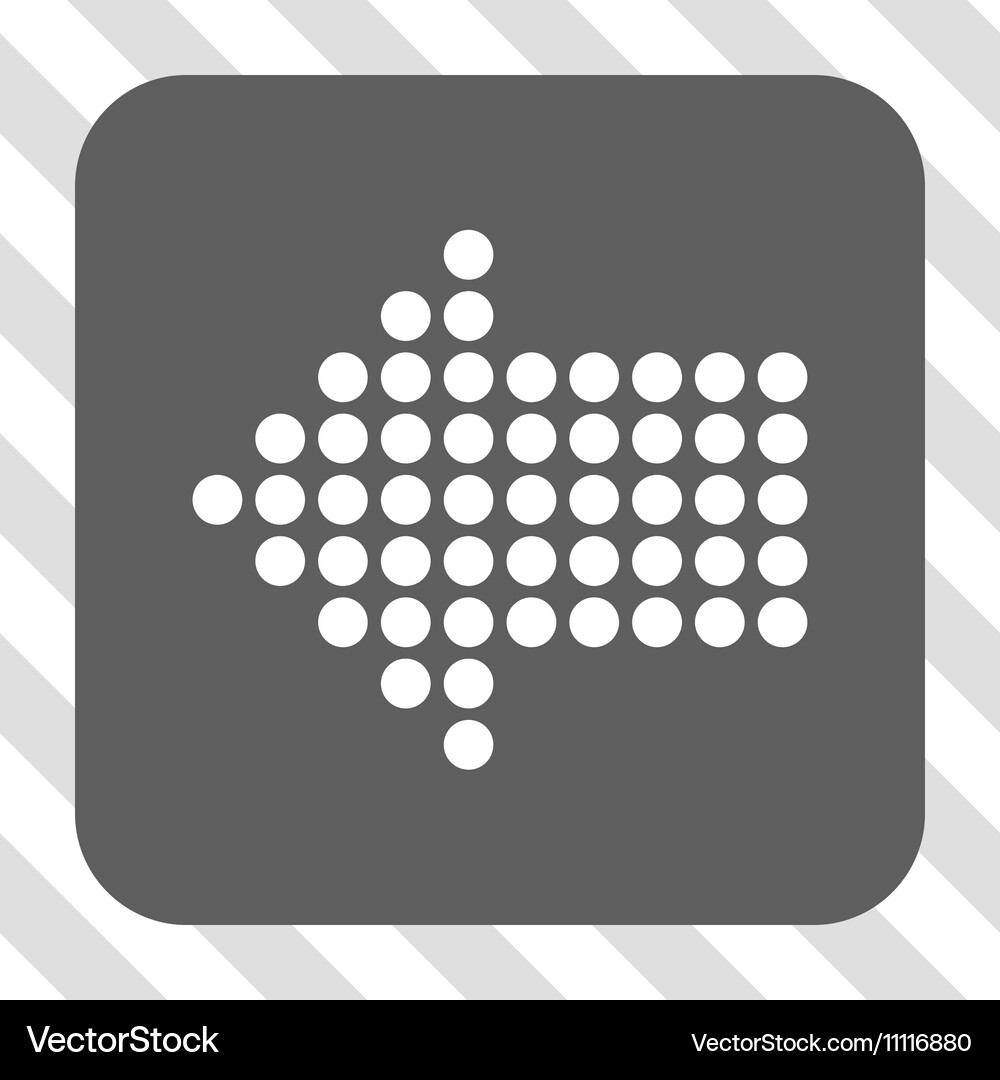 Dotted arrow left rounded square button Royalty Free Vector