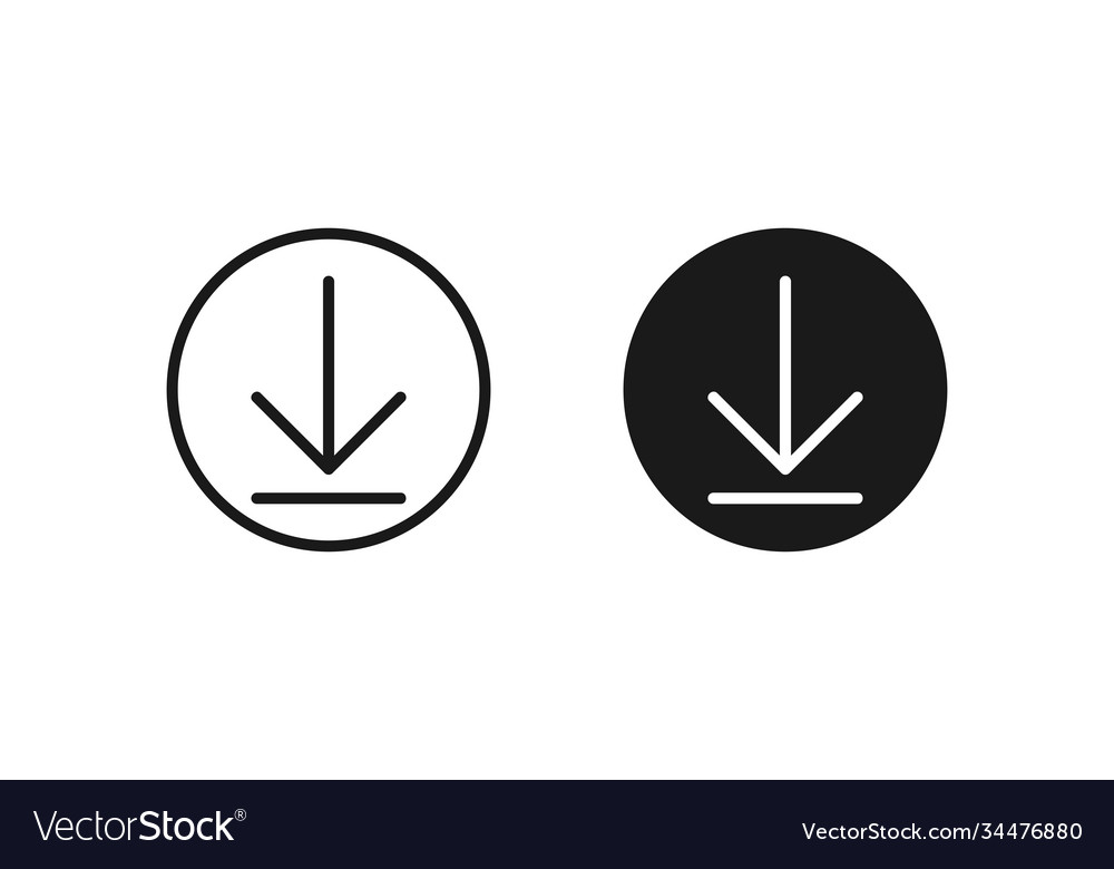Download arrow in circle isolated upload button