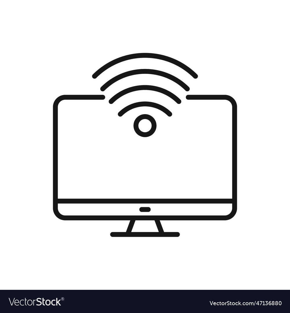 Editable icon of computer wireless connection vector image Editable icon of computer wireless connection