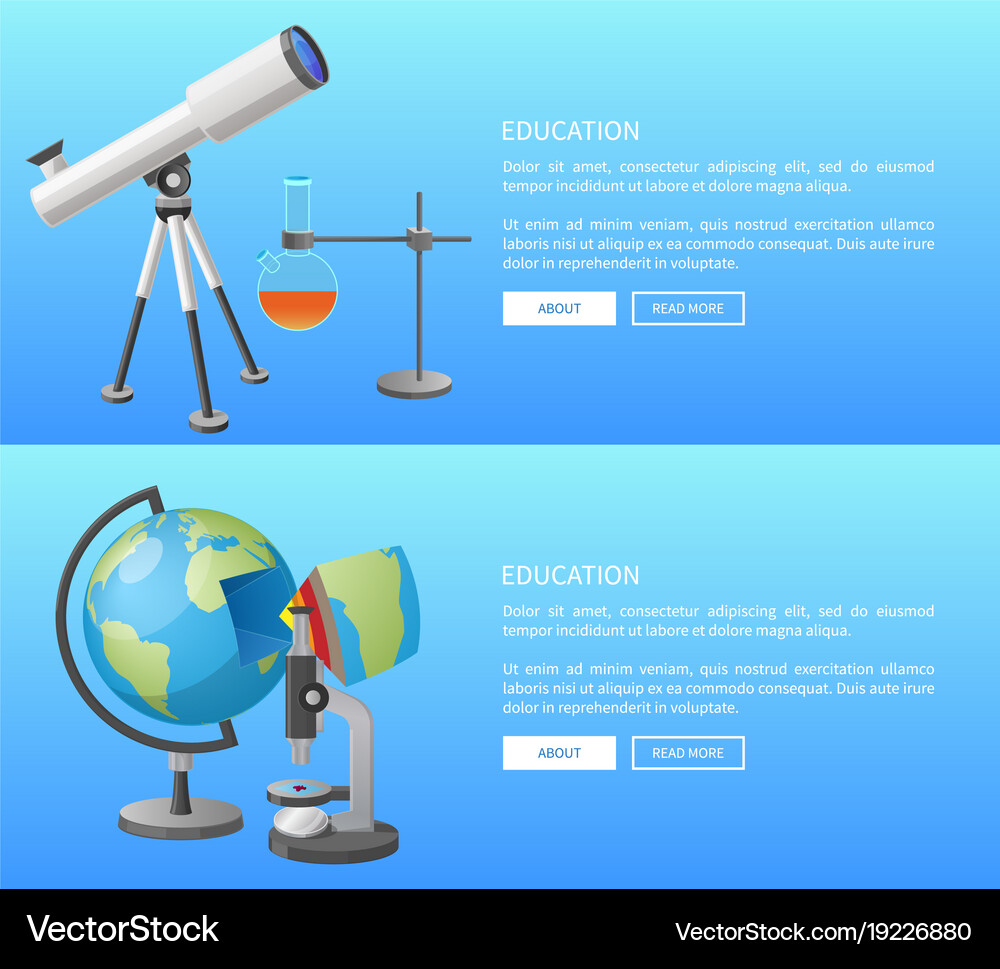 Education Web Banner With Geography And Astronomy Vector Image