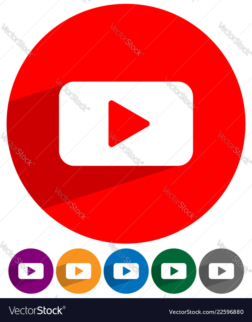 Flat style play button icon in 6 color vector image Flat style play button icon in 6 color