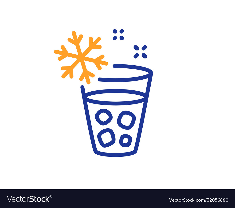 Glass with ice line icon maker sign Royalty Free Vector