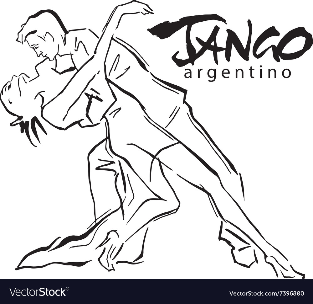 Hand made sketch of tango dancers