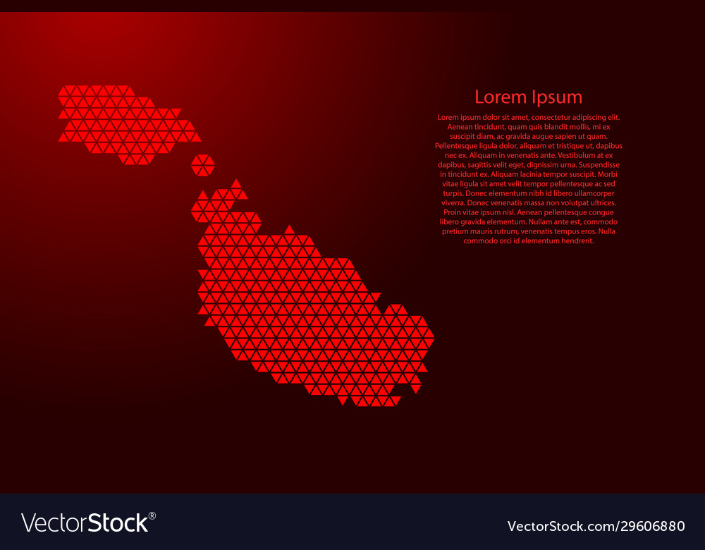 Malta map abstract schematic from red triangles vector image Malta map abstract schematic from red triangles