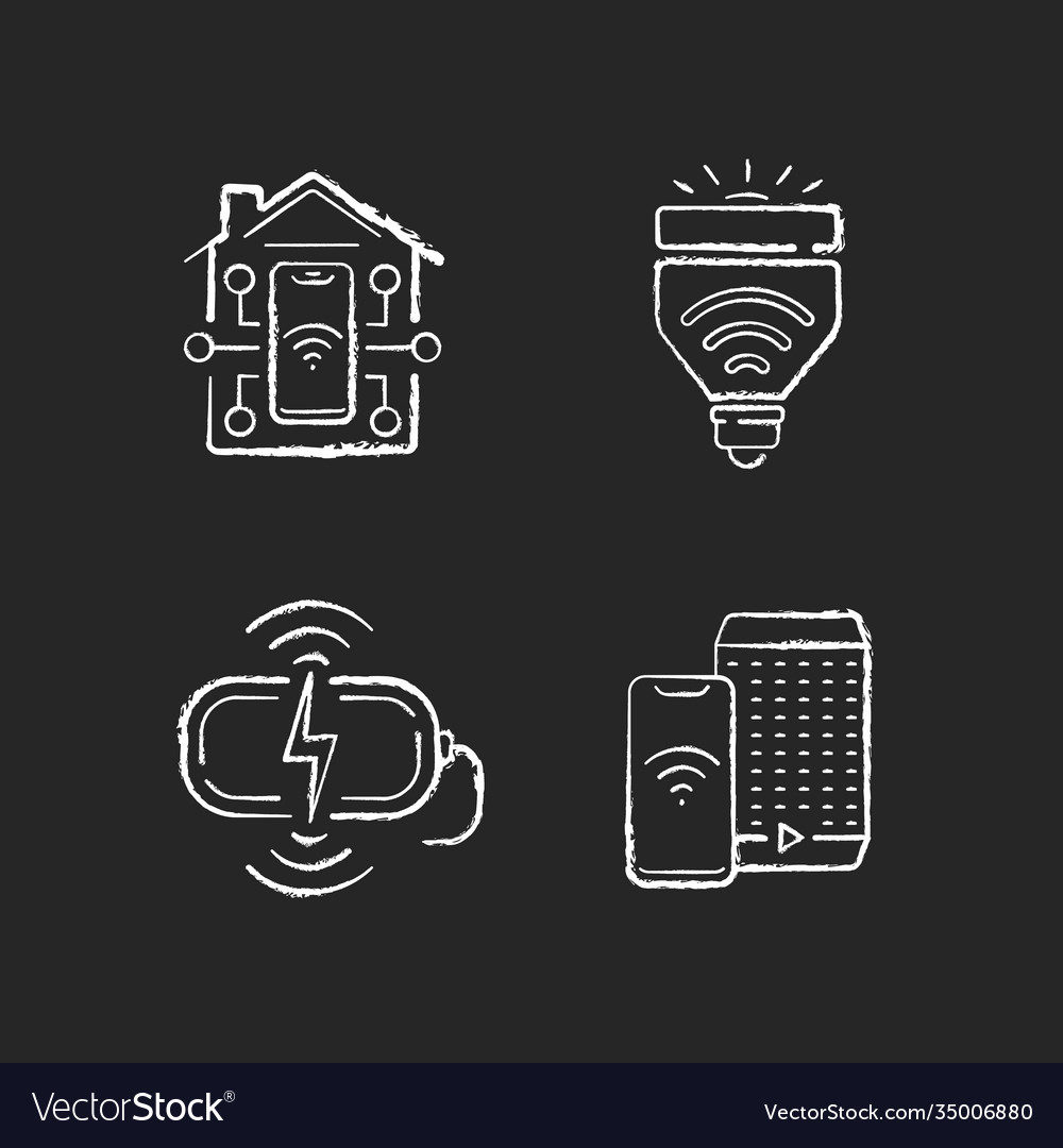 Remote wifi access to different devices chalk vector image Remote wifi access to different devices chalk