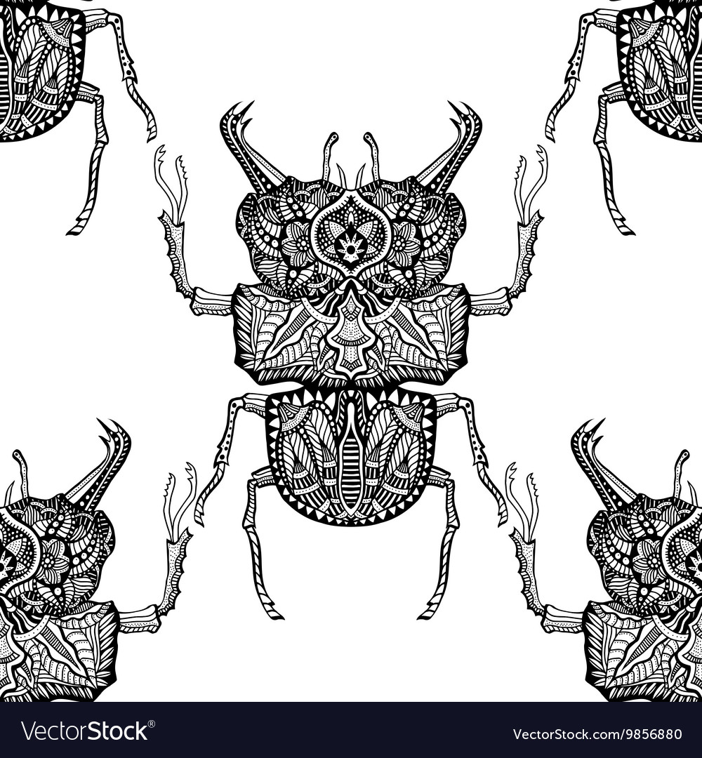 Seamless pattern with beetle